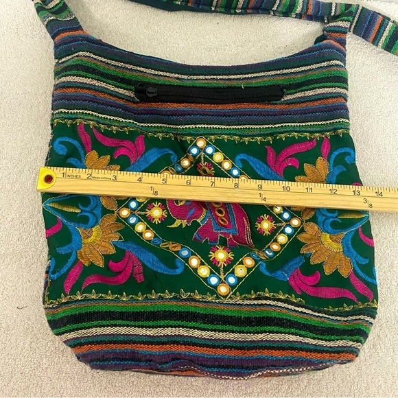 Embroidery Elephant Crossbody Bag Hippie Bag Sequin Hobo Festival Sling EUC - Picture 8 of 8